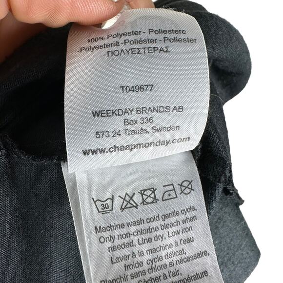 CHEAP MONDAY Connie Dress Black Layered Lagenlook Goth Medium Shiny - Picture 6 of 6